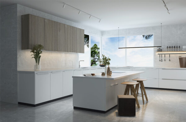 Italian pear European-style frameless kitchen cabinets.
