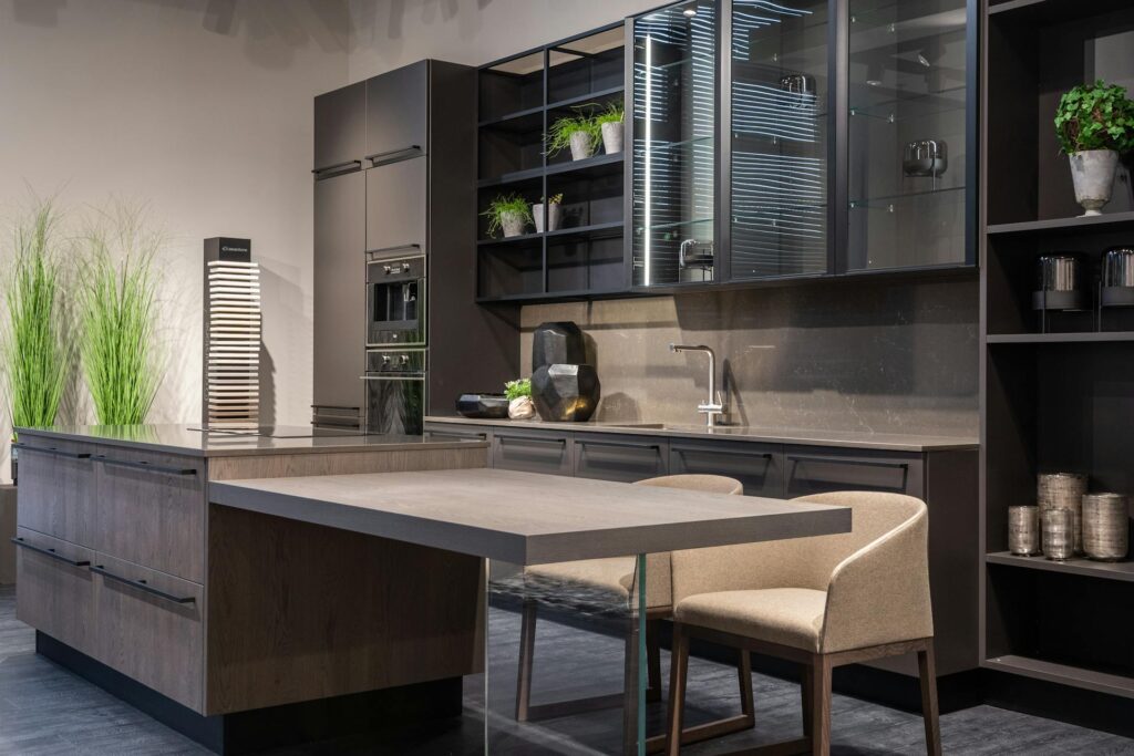 Interior of modern showroom kitchen