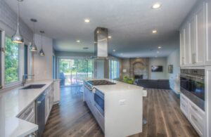 Modern kitchen with white cabinets